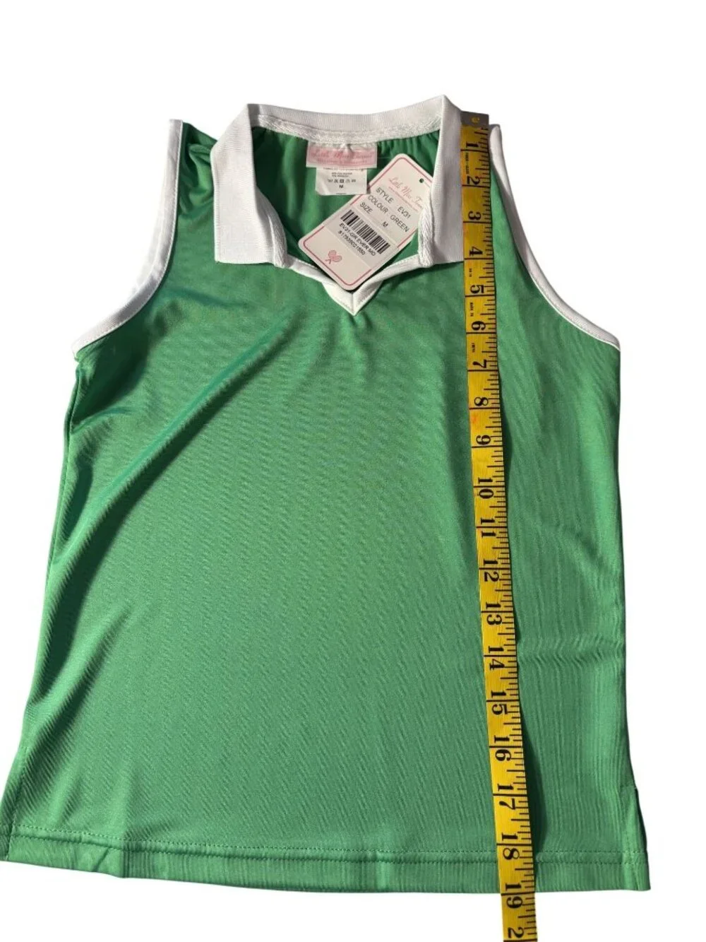 Green Polka Dot Ruffle Skort & Sleeveless Collared Top Tennis Set - Youth Medium - Picture 8 of 14